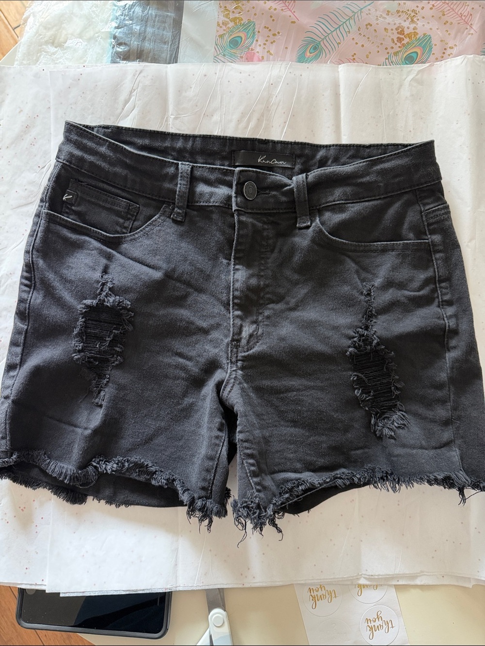 KanCan Black Distressed Jean Shorts